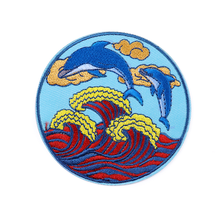 Hímzett textil tapasz Dolphins, Island of the Blue Dolphins 8 cm