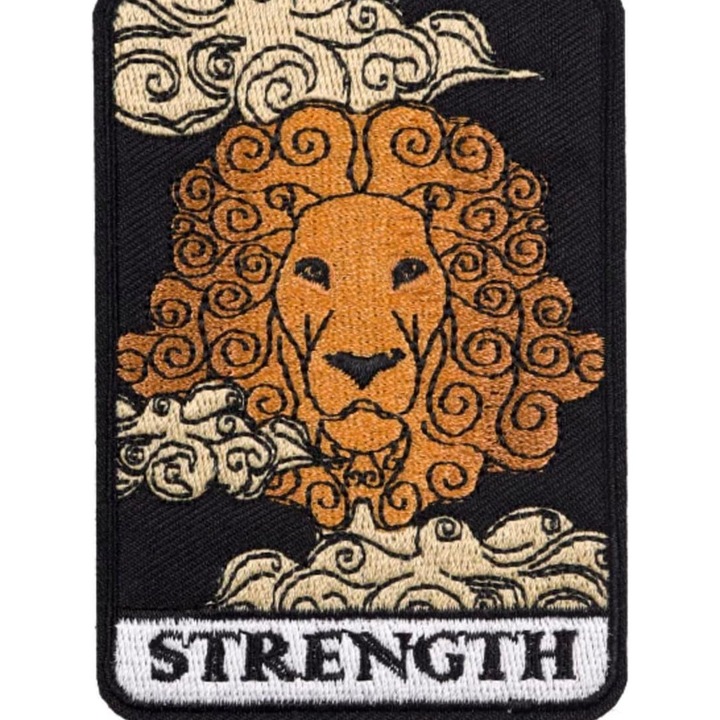 Petic textil brodat Lion Strength Tarot Card Fortune Telling Carti tarot 9x6.5