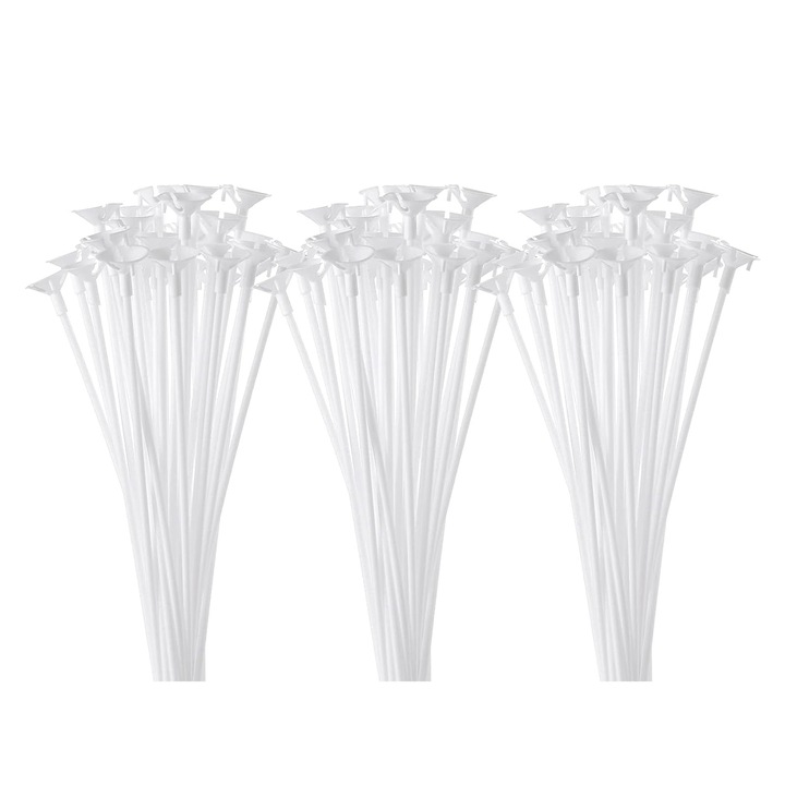 Комплект от 100 балонни розетки, Zggzerg, пластмасови държачи, лесни за инсталиране, за многократна употреба, за годишнина, сватба, рожден ден, украса за парти, 32 см, бели
