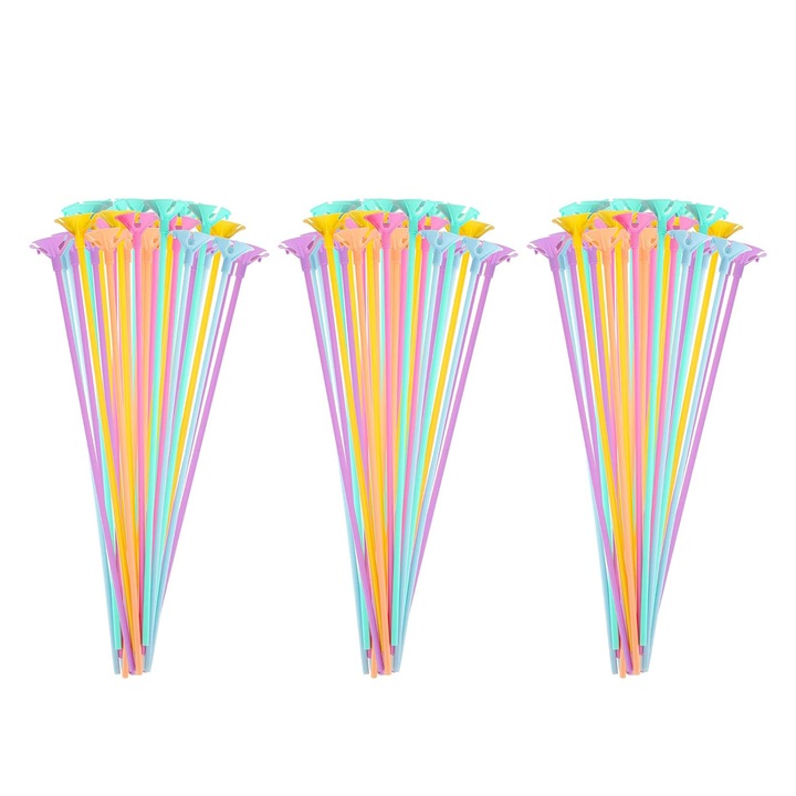 Комплект от 100 балонни розетки, Zggzerg, пластмасови държачи, лесни за инсталиране, за многократна употреба, за годишнина, сватба, рожден ден, украса за парти, 32 см, многоцветни