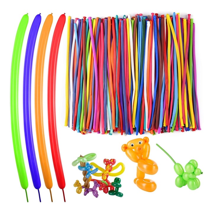 Set 100 baloane, Zggzerg, Twisting baloane, Ingrosarea Latex, Baloane lungi Magic, Pentru Ziua Indragostitilor Ziua de nastere Nunta Aniversare Festival de petrecere Decorare cadou, Lungime 130cm, Multicolor