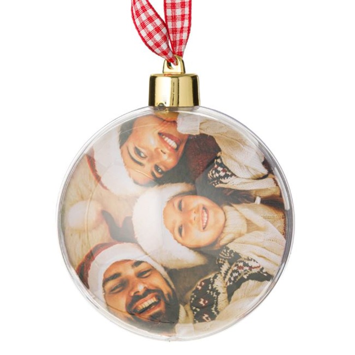 Ornament Brad de Craciun Shopiens®, model Glob Transparent pentru Poza, 8 cm