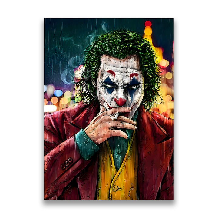 Картина на платно, LuxCanva® A1123, Joker, 70 X 100 CM, 100% памучно платно 400g/m2, дървена рамка, филм, трилър, дъжд, живи цветове