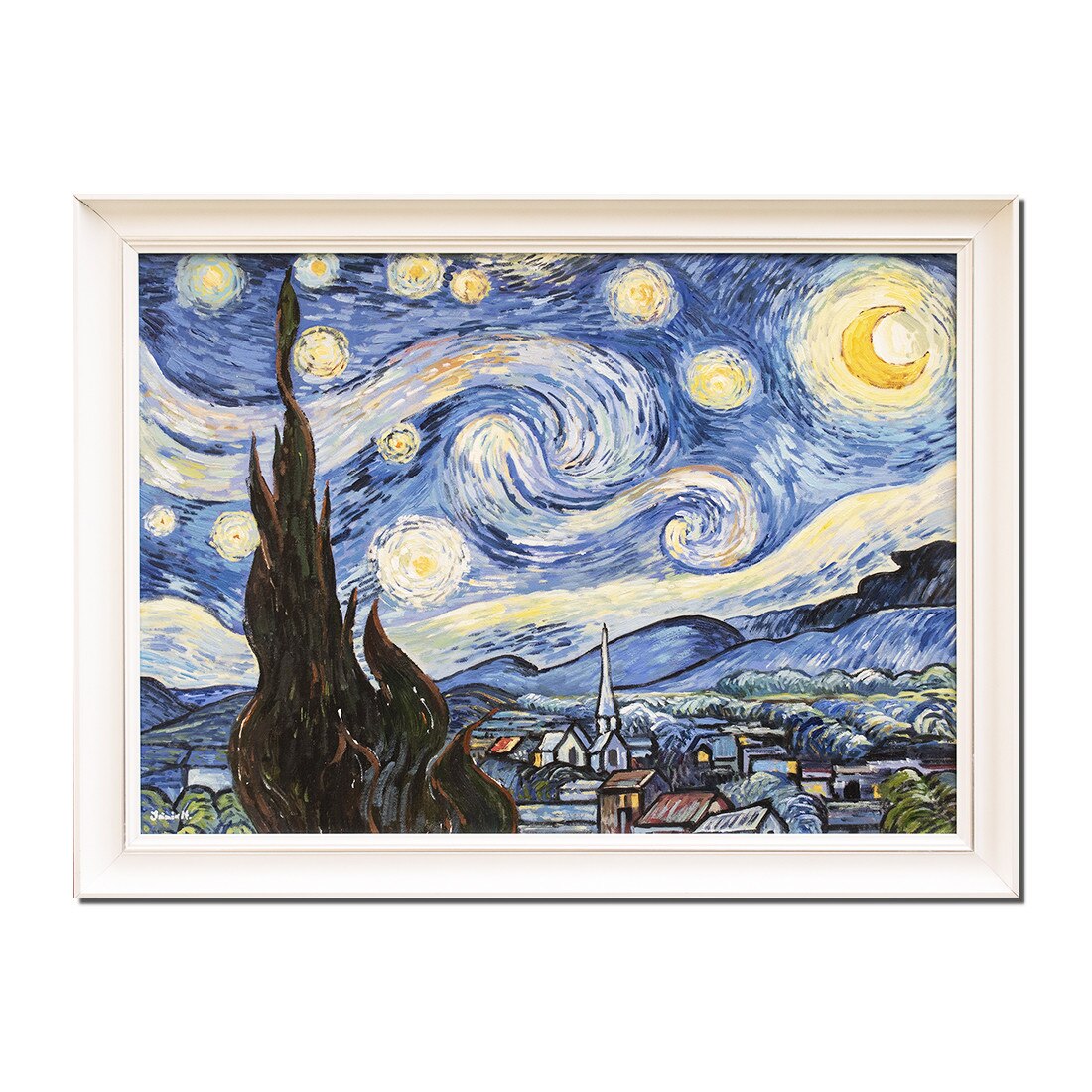 Tablou Celebru Inramat Pictat Manual Noapte Instelata 80x60cm Ulei Pe 