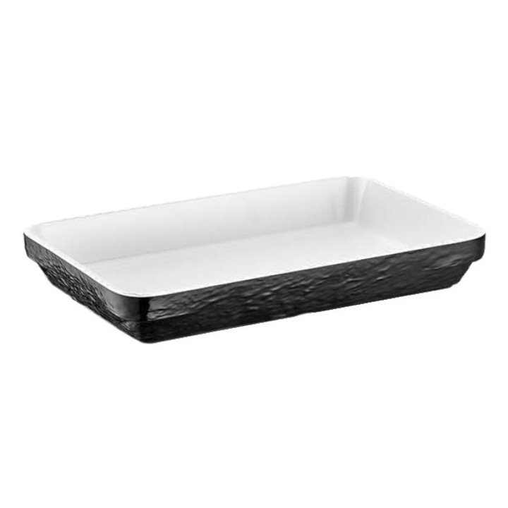 Platou adanc melamina servire dreptunghiulara RAKI OLIE BICOLOR BLACK 24x35 6x5 2cm