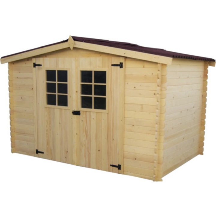 Casuta De Gradina Habrita Fara Podea Lemn Masiv Rasinoase 310x188 Cm Natur