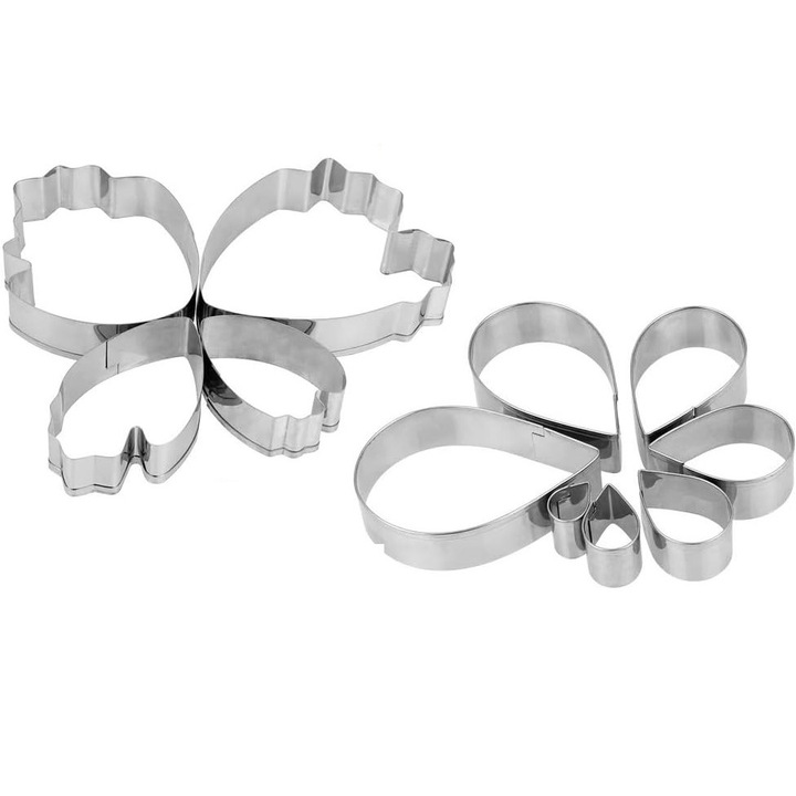 Forme inox pentru aluat, 11 buc, pentru prajituri, torturi