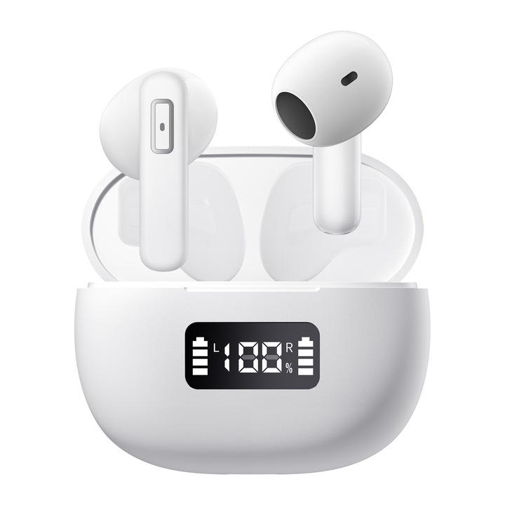 Безжични слушалки, Bluetooth 5.3, С микрофон, Бели
