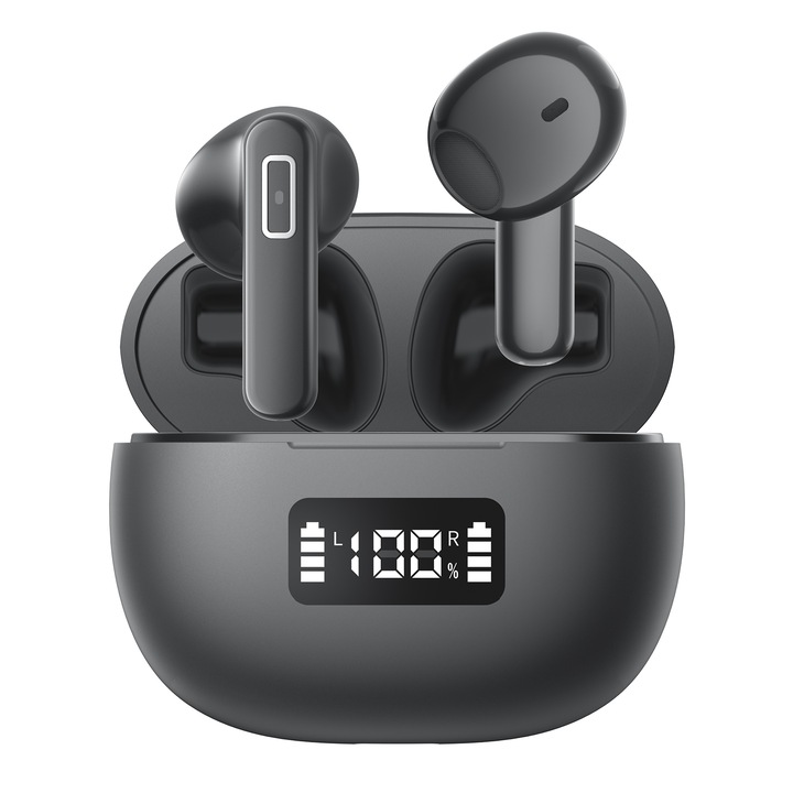 Безжични слушалки, Bluetooth 5.3, С микрофон, Черни