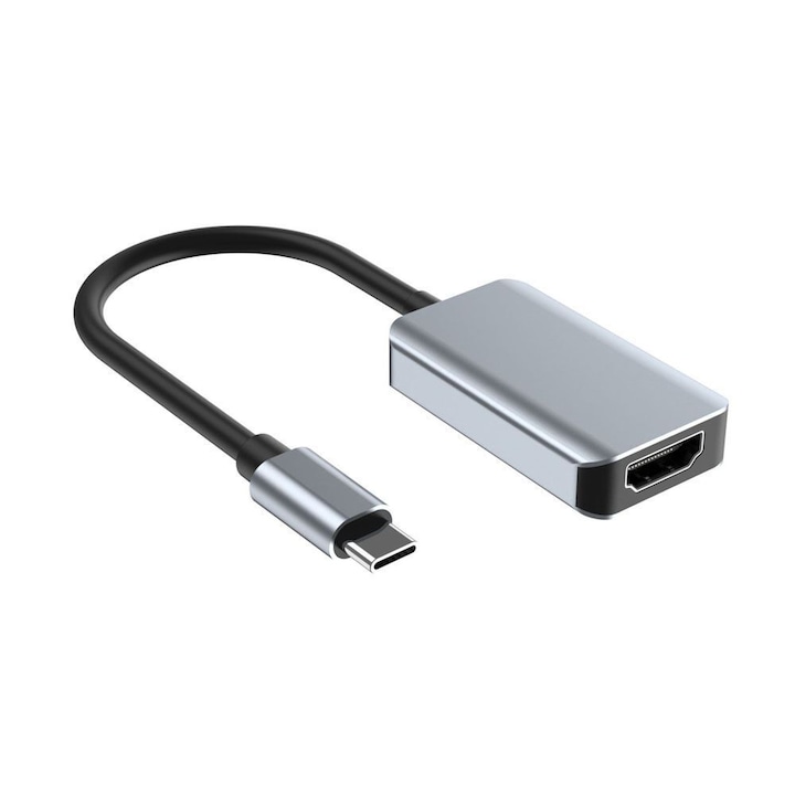 Adaptor Hub USB-C, Bolongking, USB-C/HDMI,4K HDMI 60hz, 1 Type-C, Compatibil Monitor, Computer, Tableta, Argintiu