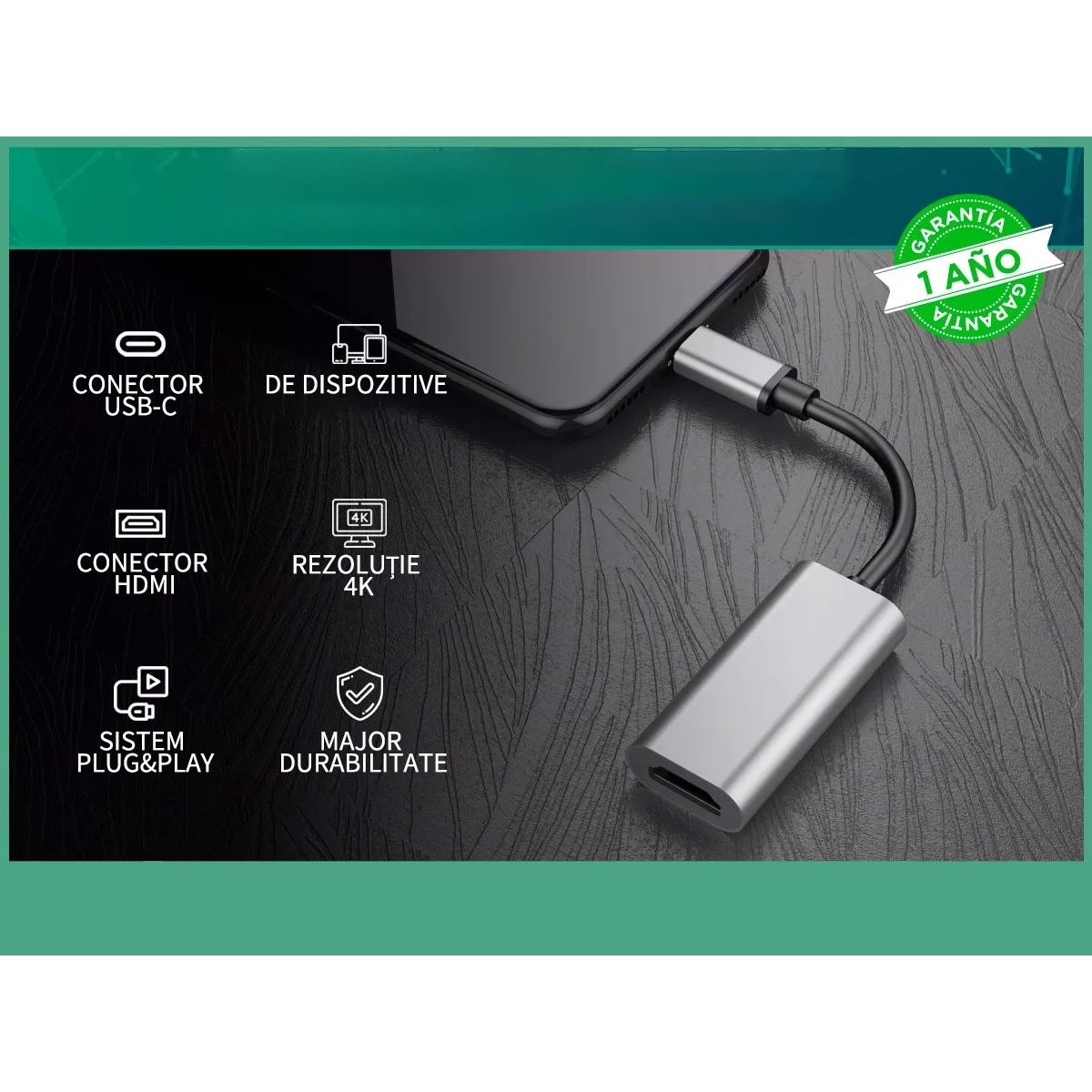 Adaptor, Bolongking, USB-C/HDMI, Adaptor Type-C la adaptor HDMI 4K HDMI ...