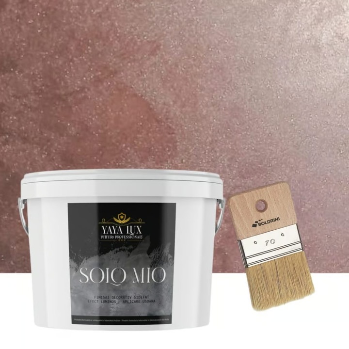 Vopsea decorativa Solo Mio cu Cristale Lichide, Sidefata, Liliac, 2, 5 L si Pensula 70 mm, YaYa Color