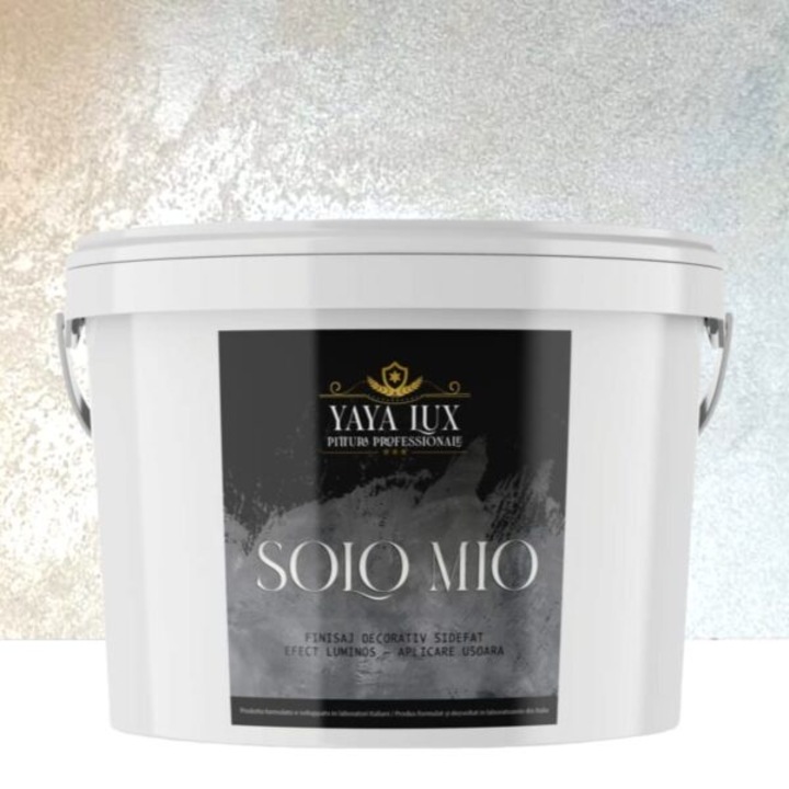 Vopsea decorativa de Lux, Solo Mio, Gri Verzui, cu Cristale Lichide Stralucitoare, Efecte Spectaculoase, 2.5 Litri