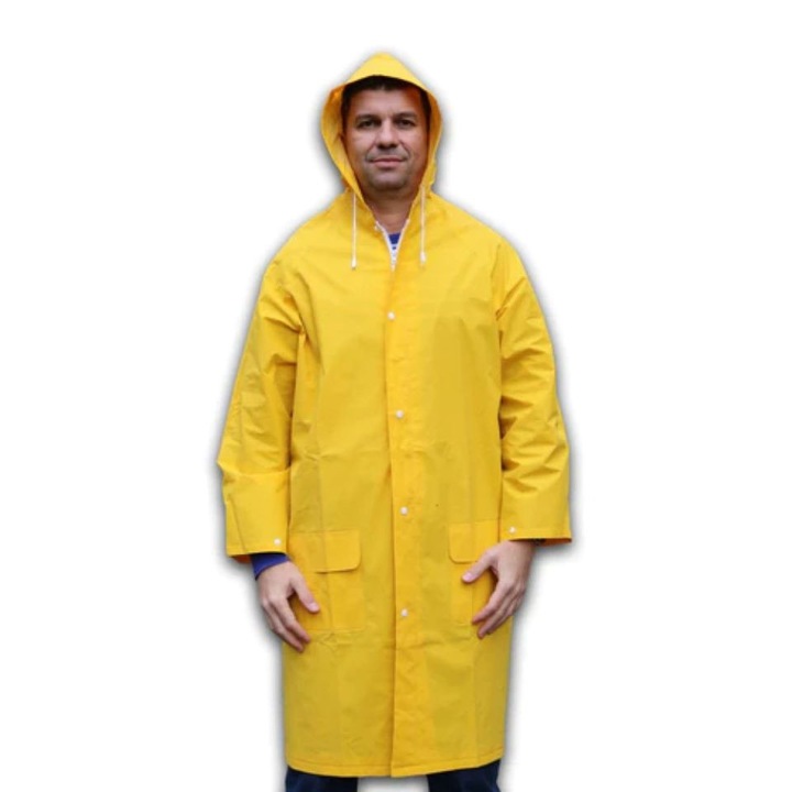 Дъждобран унисекс с жълта качулка - XL