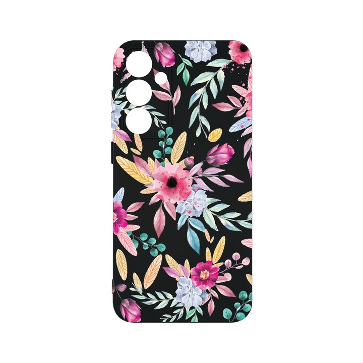 Husa BestCase® Premium Liquid Silicon, Compatibila Cu Samsung Galaxy S23 FE, Happy Flowers, SLIM 1.2MM, Microfibra in interior, Antisoc, Protectie Camera, Margini ridicate pentru protectia ecranului, PB 69
