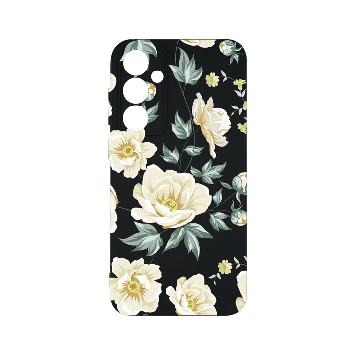 Husa BestCase® Premium Silicon, Compatibila Cu Samsung Galaxy A55 5G, Flowers, SLIM 1.2MM, Microfibra in interior, Antisoc, Protectie Camera, Margini ridicate pentru protectia ecranului, PB 126