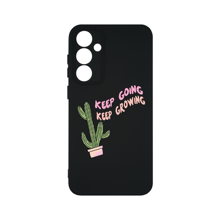 Husa BestCase® Premium Silicon, Compatibila Cu Samsung Galaxy A55 5G, Keep Growing, Cactus, SLIM 1.2MM, Microfibra in interior, Antisoc, Protectie Camera, Margini ridicate pentru protectia ecranului, PB 482