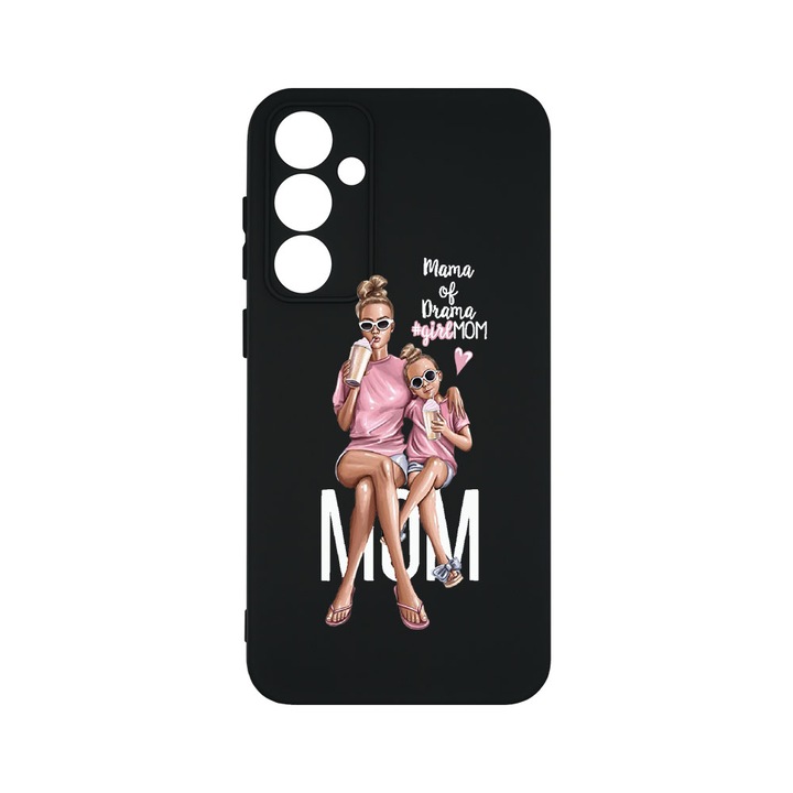 Husa BestCase® Premium Silicon, Compatibila Cu Samsung Galaxy A55 5G, Girl Mom Mama of Drama, SLIM 1.2MM, Microfibra in interior, Antisoc, Protectie Camera, Margini ridicate pentru protectia ecranului, PB 558
