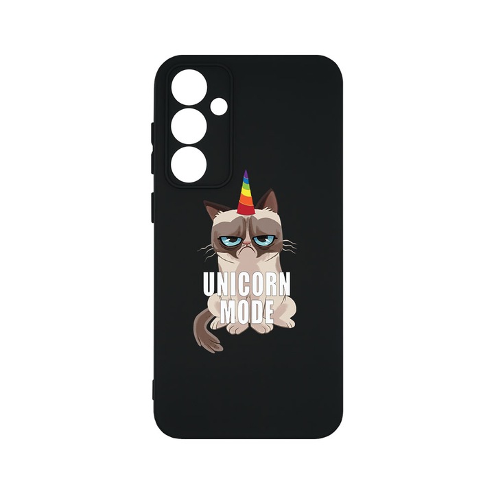 Husa BestCase® Premium Silicon, Compatibila Cu Samsung Galaxy A55 5G, Grumpy Unicorn Mode, SLIM 1.2MM, Microfibra in interior, Antisoc, Protectie Camera, Margini ridicate pentru protectia ecranului, PB 654