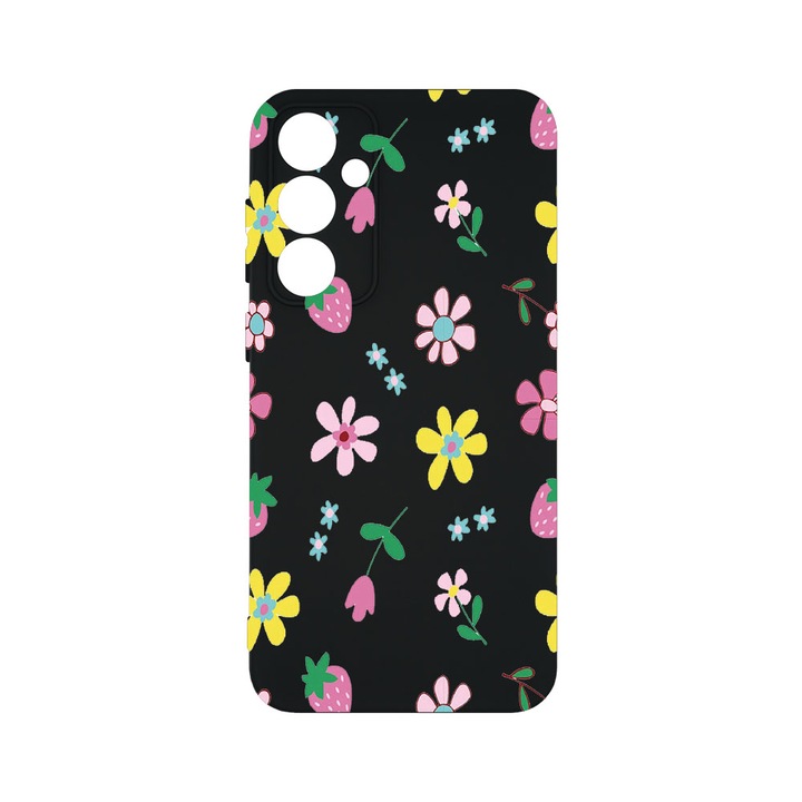 Husa BestCase® Premium Silicon, Compatibila Cu Samsung Galaxy A55 5G, Flowers, SLIM 1.2MM, Microfibra in interior, Antisoc, Protectie Camera, Margini ridicate pentru protectia ecranului, PB 687