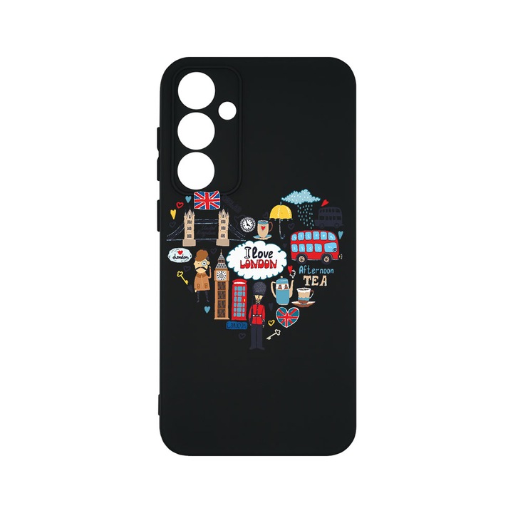 Husa BestCase® Premium Silicon, Compatibila Cu Samsung Galaxy A55 5G, I Love London, SLIM 1.2MM, Microfibra in interior, Antisoc, Protectie Camera, Margini ridicate pentru protectia ecranului, PB 732