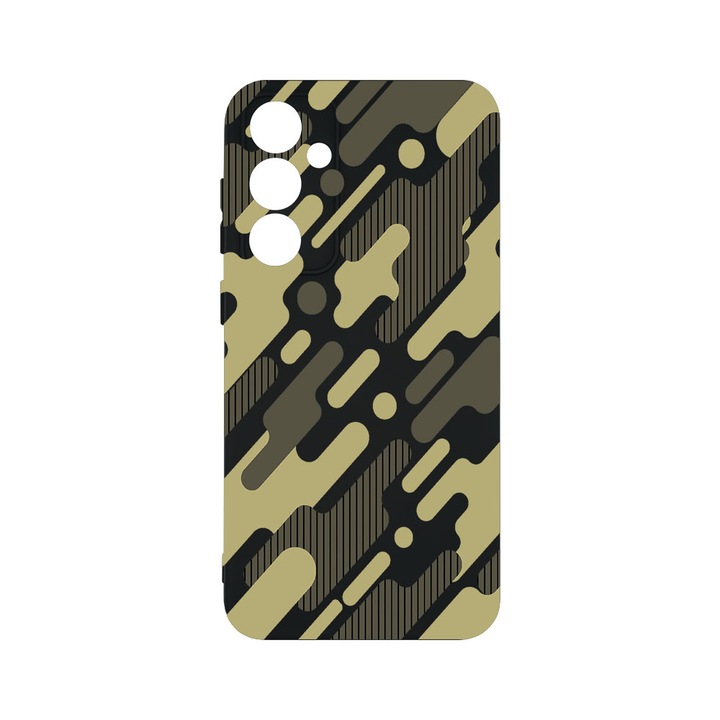 Husa BestCase® Premium Silicon, Compatibila Cu Samsung Galaxy A55 5G, Green Camouflage, SLIM 1.2MM, Microfibra in interior, Antisoc, Protectie Camera, Margini ridicate pentru protectia ecranului, PB 811