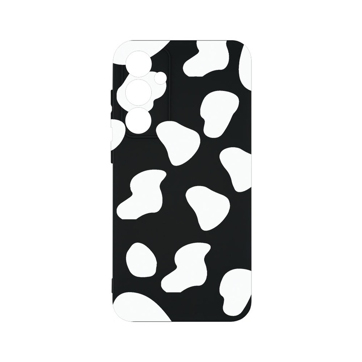 Husa BestCase® Premium Silicon, Compatibila Cu Samsung Galaxy A55 5G, Black Cow, SLIM 1.2MM, Microfibra in interior, Antisoc, Protectie Camera, Margini ridicate pentru protectia ecranului, PB 784