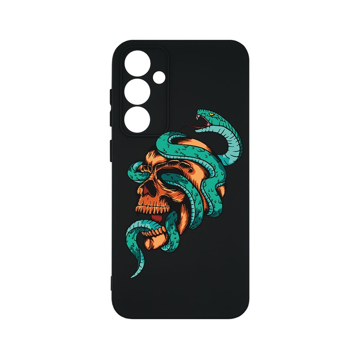 Husa BestCase® Premium Silicon, Compatibila Cu Samsung Galaxy A55 5G, Skull, SLIM 1.2MM, Microfibra in interior, Antisoc, Protectie Camera, Margini ridicate pentru protectia ecranului, PB 831