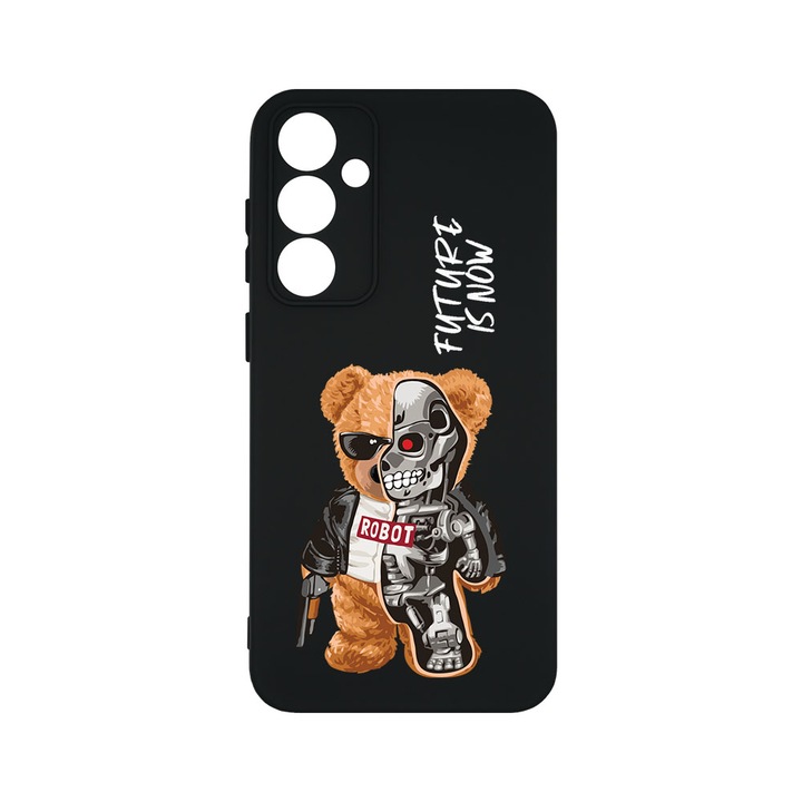 Husa BestCase® Premium Silicon, Compatibila Cu Samsung Galaxy A55 5G, Half Robot Half Teddy Bear, SLIM 1.2MM, Microfibra in interior, Antisoc, Protectie Camera, Margini ridicate pentru protectia ecranului, PB 931
