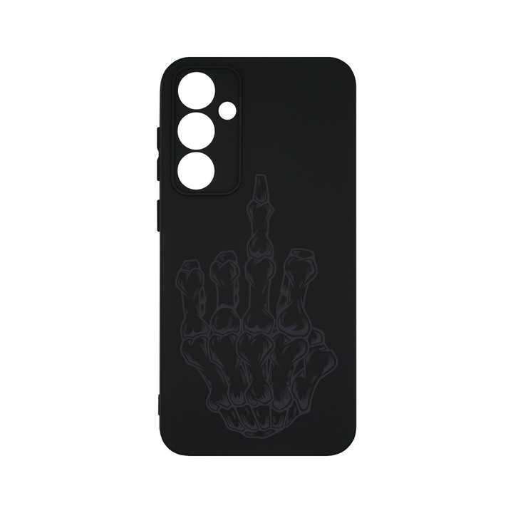 Husa BestCase® Premium Liquid Silicon, Compatibila Cu Samsung Galaxy S23 FE, Skeleton Hand FU, SLIM 1.2MM, Microfibra in interior, Antisoc, Protectie Camera, Margini ridicate pentru protectia ecranului, PB 965