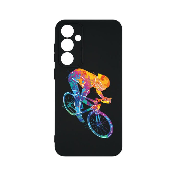 Husa BestCase® Premium Silicon, Compatibila Cu Samsung Galaxy A55 5G, Cyclist Colorful, SLIM 1.2MM, Microfibra in interior, Antisoc, Protectie Camera, Margini ridicate pentru protectia ecranului, PB 793