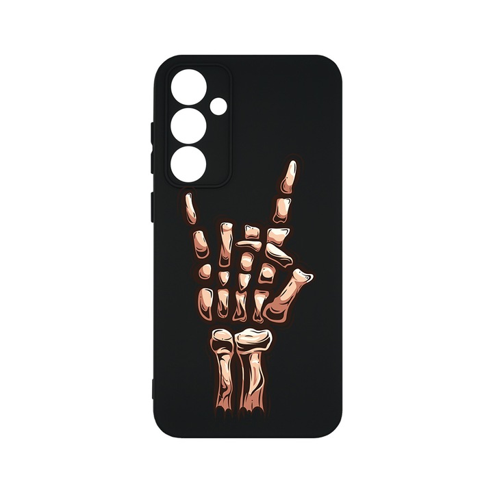 Husa BestCase® Premium Liquid Silicon, Compatibila Cu Samsung Galaxy S23 FE, Skeleton Hand FU, SLIM 1.2MM, Microfibra in interior, Antisoc, Protectie Camera, Margini ridicate pentru protectia ecranului, PB 964