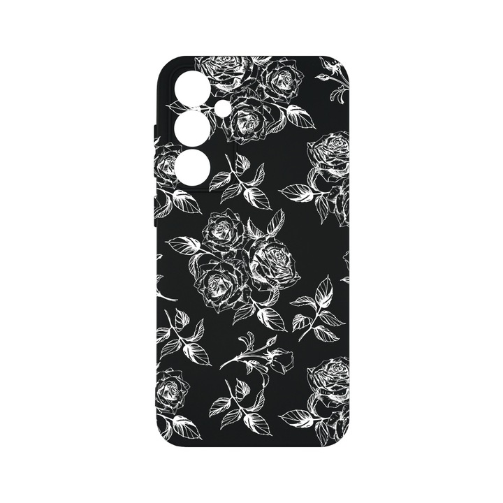 Husa BestCase® Premium Silicon, Compatibila Cu Samsung Galaxy A55 5G, Black Roses, SLIM 1.2MM, Microfibra in interior, Antisoc, Protectie Camera, Margini ridicate pentru protectia ecranului, PB 1045