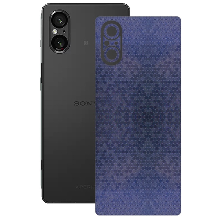 SILKASE bőrfólia, Sony Xperia 5 V-hoz, hexa kék, telefon hátvédő