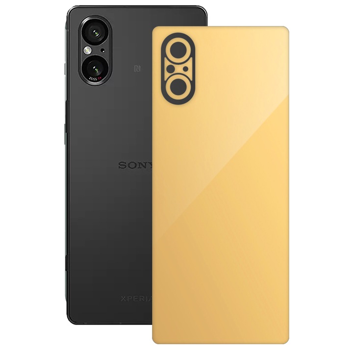 SILKASE bőrfólia, Sony Xperia 5 V-hoz, bézs, telefon hátvédő