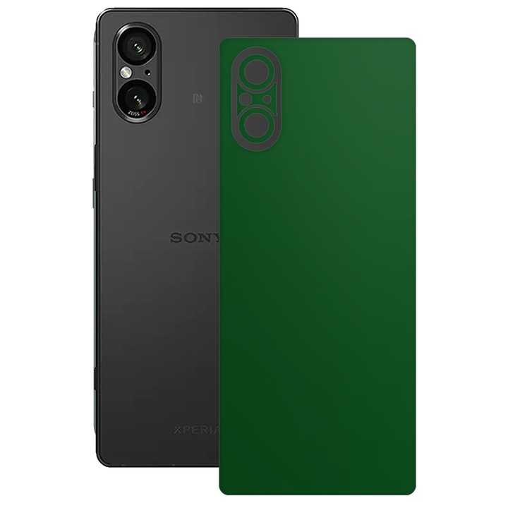 SILKASE bőrfólia, Sony Xperia 5 V-hoz, matt sötétzöld, telefon hátlapvédő