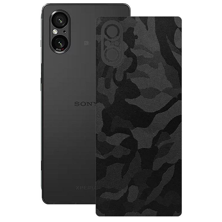 SILKASE bőrfólia, Sony Xperia 5 V-hoz, black camo, telefon hátvédő