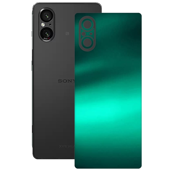 SILKASE bőrfólia, Sony Xperia 5 V-hoz, smaragdzöld, telefon hátvédő