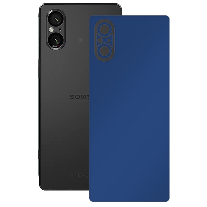 SILKASE bőrfólia, Sony Xperia 5 V-hoz, matt sötétkék, telefon hátvédő