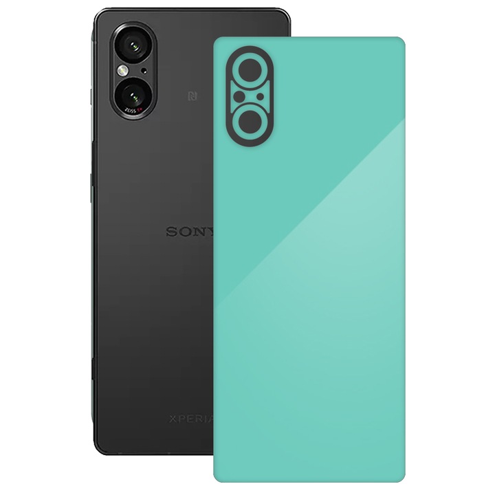 SILKASE bőrfólia, Sony Xperia 5 V-hoz, türkiz, telefon hátvédő