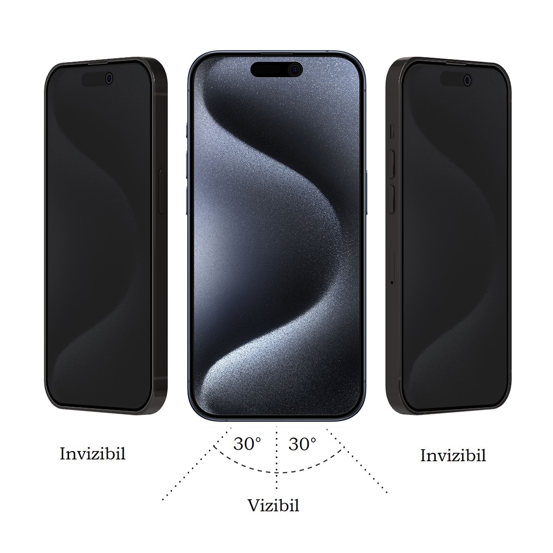 Folie Sticla Dr.Shield, Compatibil Apple iPhone 15 Pro, Protectie Profesionala 3D, Full Cover, Model Privacy
