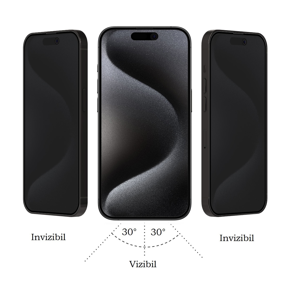 Folie Sticla Dr.Shield, Compatibil Apple iPhone 15 Pro Max, Protectie Profesionala 3D, Full Cover, Model Privacy