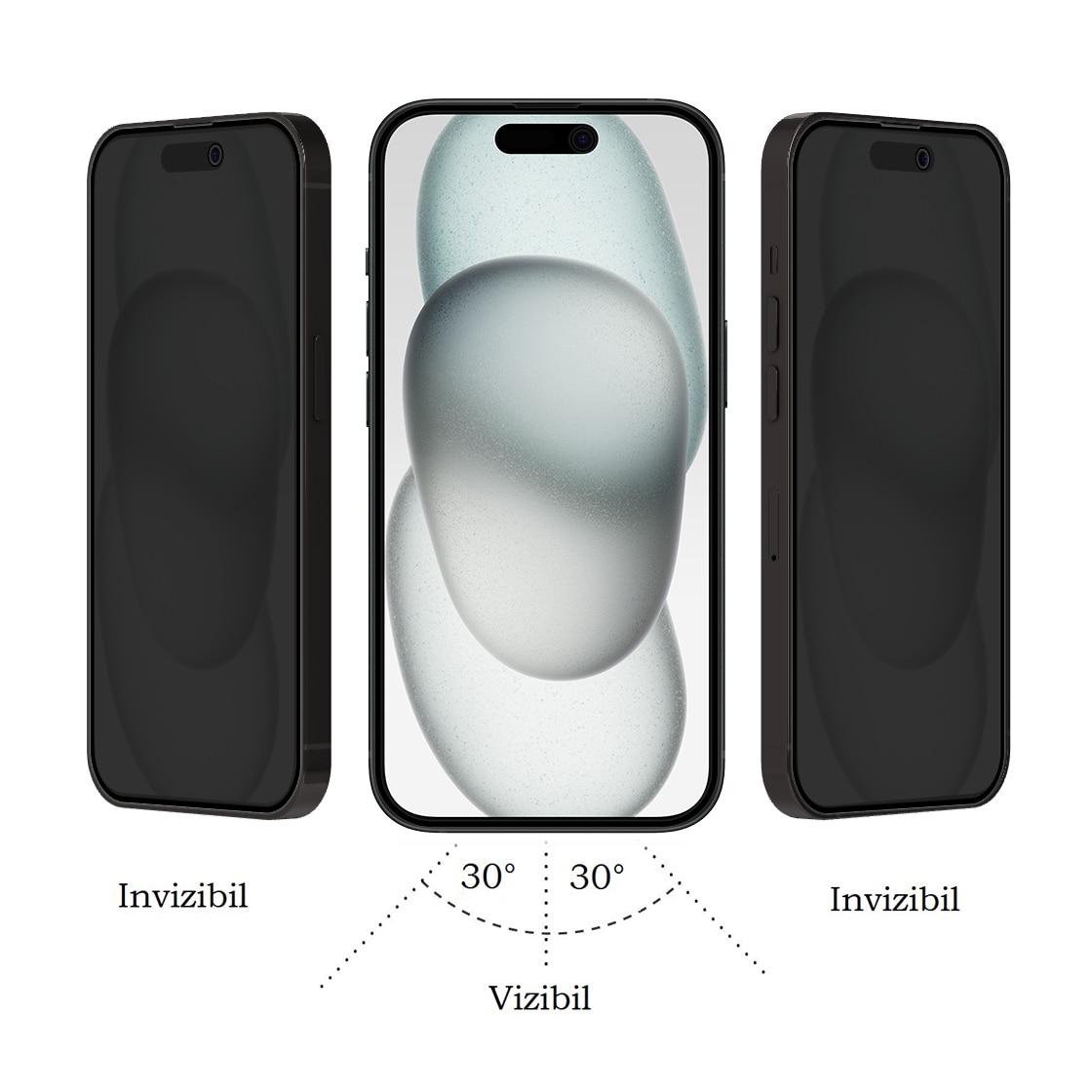 Folie Sticla Dr.Shield, Compatibil Apple iPhone 15, Protectie Profesionala 3D, Full Cover, Model Privacy