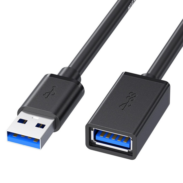 Удължителен кабел, Aisdelu, USB 3.0 мъжки към USB 3.0 женски, 1.5M, черен