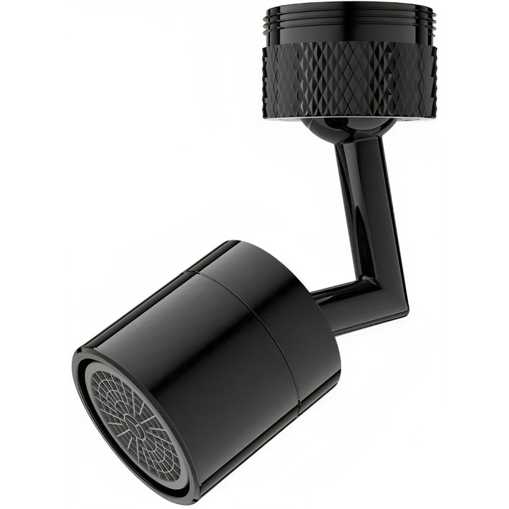 Extensie Robinet Rotativa Belkrone®, Cupru, Rotire 720°, Compatibil Filet Exterior / Interior, Economisire Apa, Diametru 24 mm, Negru