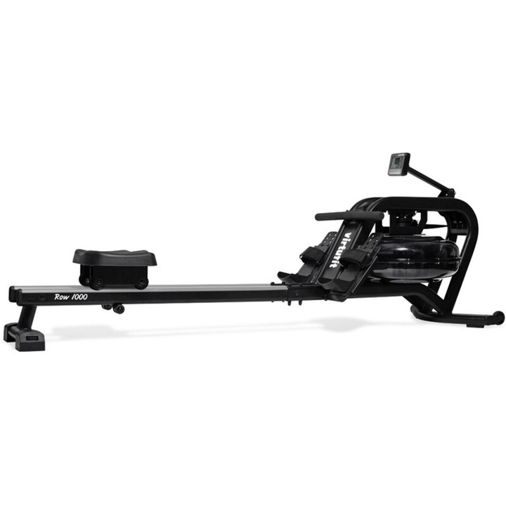 Aparat de vaslit pe apa Virtufit Pro Water Resistance Row 1000, Greutate maxima utilizator 227 kg, Greutatea incarcabila de 227 kg, 32 de programe, 999 niveluri de rezistenta, Roti de transport, Ecran inclinabil, Suport pentru tableta