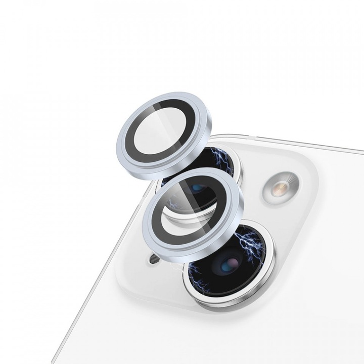 Film iPhone 15 / 15 Plus készülékhez - Lito S + kamera üvegvédő fólia - kék