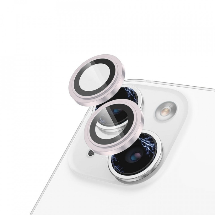 Film iPhone 15 / 15 Plus-hoz - Lito S+ kamera üvegvédő fólia - rózsaszín