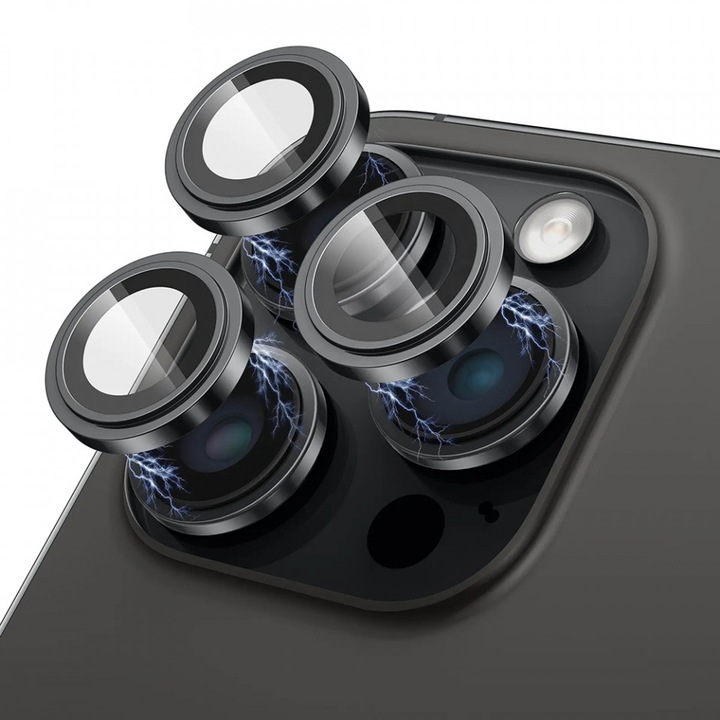 Film iPhone 15 Pro / 15 Pro Max készülékhez - Lito S+ kamera üvegvédő fólia - fekete