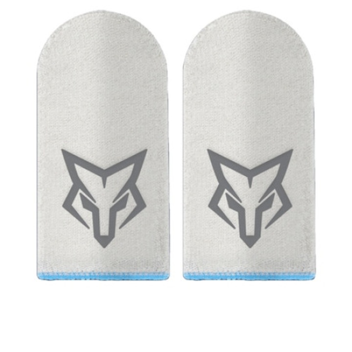 2x mobil játékkesztyű készlet Fox SilverBlue v5 Professional Üvegszálas, izzadásgátló + fém tárolódoboz telefonhoz és tablethez, Pubg, Fortnite, Call of duty